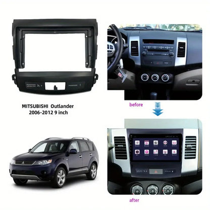 Car Radio Fascia for MITSUBISHI Outlander XL 9-Inch Dashboard Frame Plastic Panel Mounting Kit, Without Battery