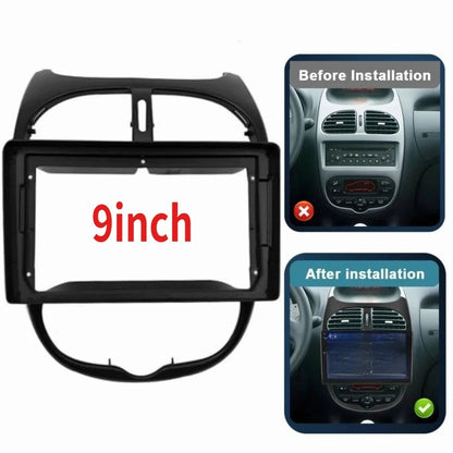 9 Inch Frame 2 Din Car Dashboard Frame Radio Panel Frame Navigation Panel for Peugeot 206 2002-2010 Car Fascia