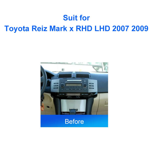 2 Din Car radio 9'' Face Frame For Toyota Reiz Mark x RHD LHD 2007 2009 Center Control  Fascia Stereo Panel Dash Kit