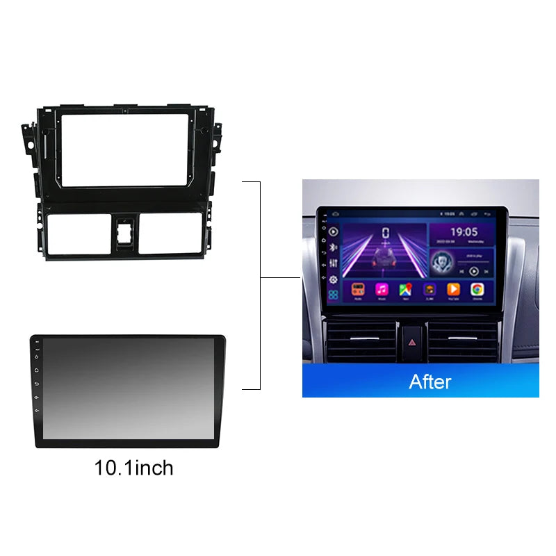 2 Din Car radio 9'' Face Frame For Toyota Yaris VIOS 2013 2016 Center Control Dashboard Fascia Stereo Panel Dash Kit