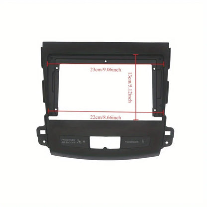 Car Radio Fascia for MITSUBISHI Outlander XL 9-Inch Dashboard Frame Plastic Panel Mounting Kit, Without Battery