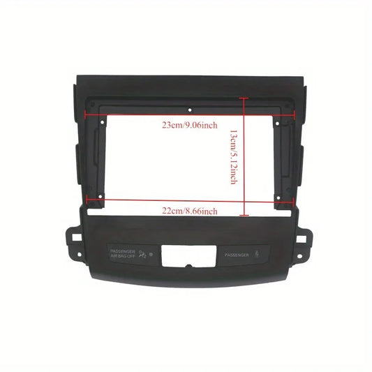 Car Radio Fascia for MITSUBISHI Outlander XL 9-Inch Dashboard Frame Plastic Panel Mounting Kit, Without Battery