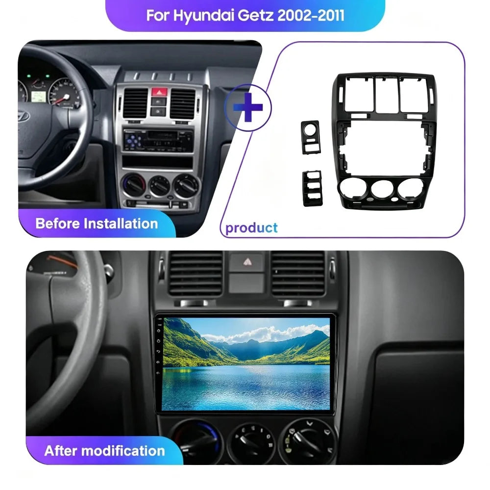 9Inch Car Radio Fascias for Hyundai Getz 2002-2011 LHD Multimedia Frame Video Player Navigation DVD Dash Panel Trim Kit