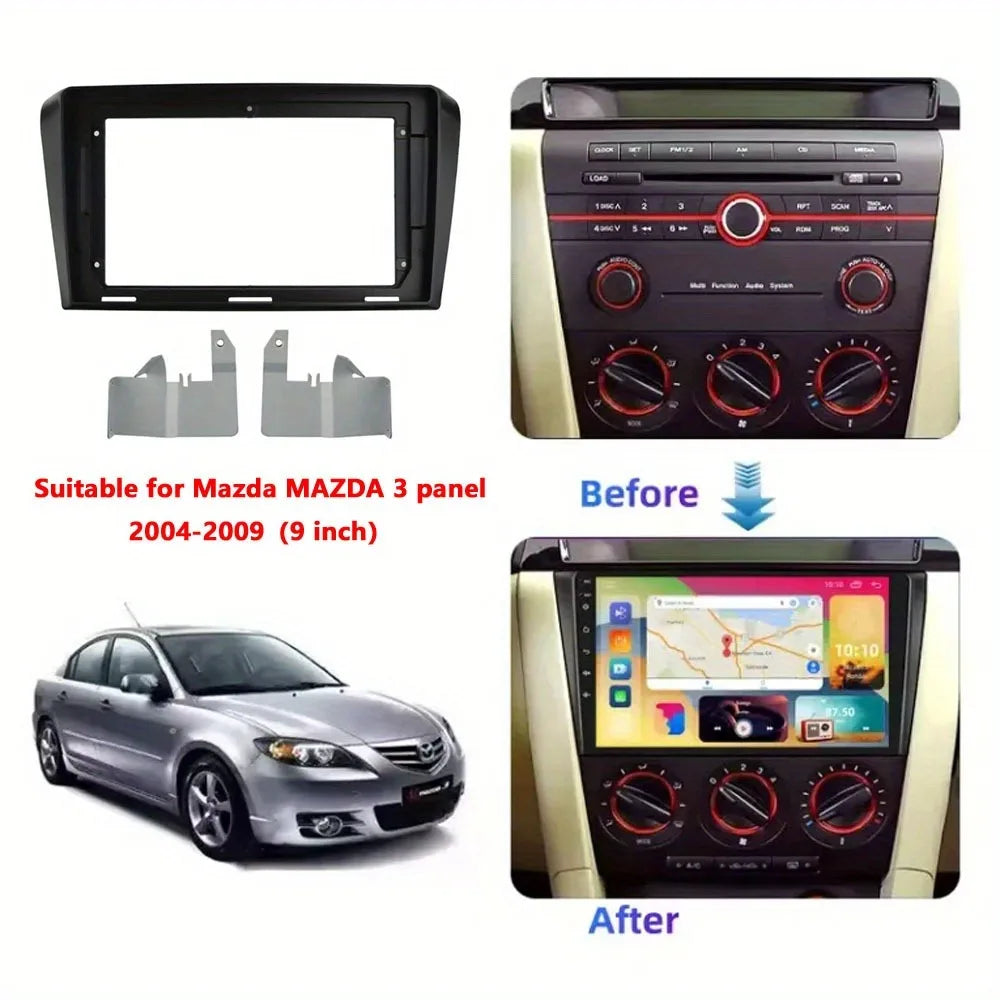22.86 cm 2 Din Car Radio Fascias, with Frame for AXELA, for MAZDA 3 2004-2009, for GPS DVD Bezel Installation, Without Battery