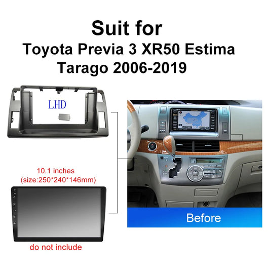 Car Radio For Toyota Previa 3 XR50 Estima Tarago 2006 2019  Android 2 Din dvd gps Stereo Mounting Bezel Faceplate Frame Kit