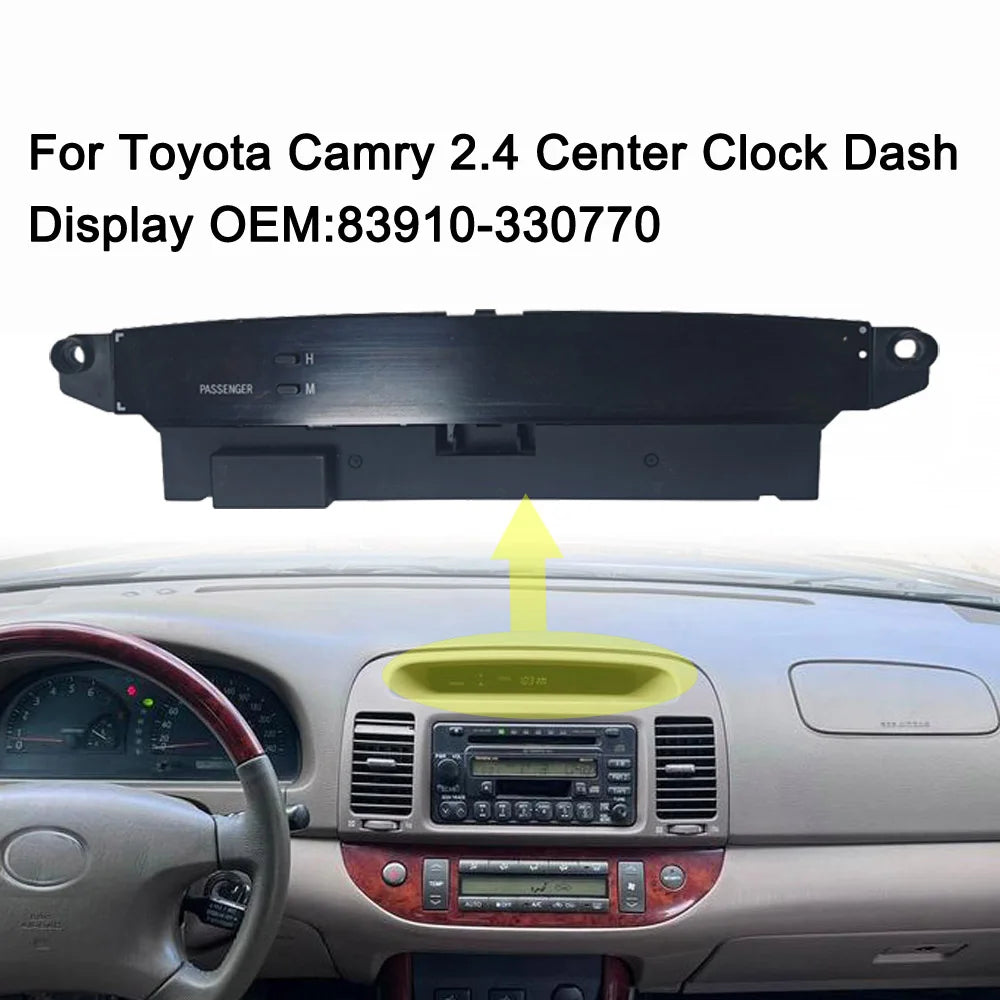 Car accessories Car Center Clock Dash display for Toyota Camry 2.4 2003-2006 Passenger seat belt Alarm H M  OEM 83910-330770