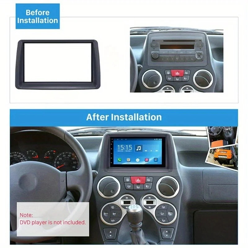 Double 2 Din Fascia for FIAT Panda (169) 2003-2012: Radio CD DVD Stereo Panel Dash Mount Installation Trim Kit Frame Plate Bezel