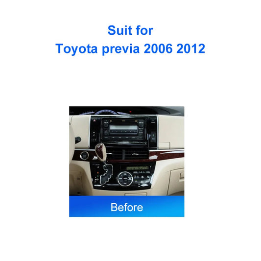 2 Din Car radio 9'' Face Frame For  Toyota Previa 2006 2012 Center Control Dashboard Fascia Stereo Panel Dash Kit