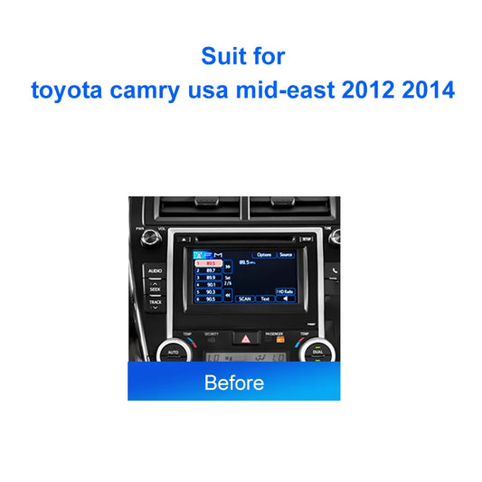 2 Din Car radio 9'' Face Frame For Toyota Camry USA Mid-east 2012 2014 Center Control  Fascia Stereo Panel Dash Kit