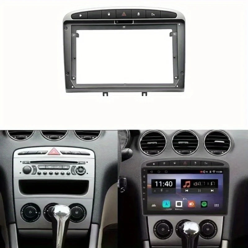 2 Din Car Frame Fascia Audio Fitting Adaptor Dash Trim Facia Panel 9inch For PEUGEOT 308 408 2010-2016 Double Radio Player
