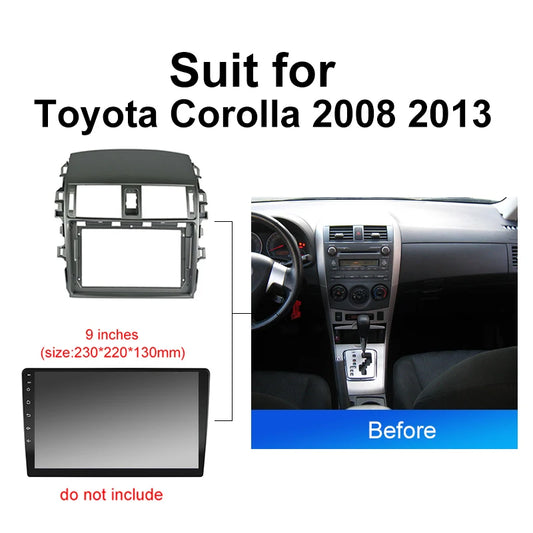 9 inch Android car audio radio frame fascia for Toyota Corolla 2008 2din dvd dash mount kit panel wire cable adapter