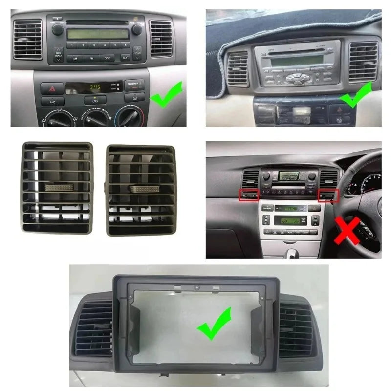 Car Air Conditioning Air Vent Outlet Panel Grille Cover Frame Fascia Replacement For Corolla EX E120 Air Grille Black/Brown