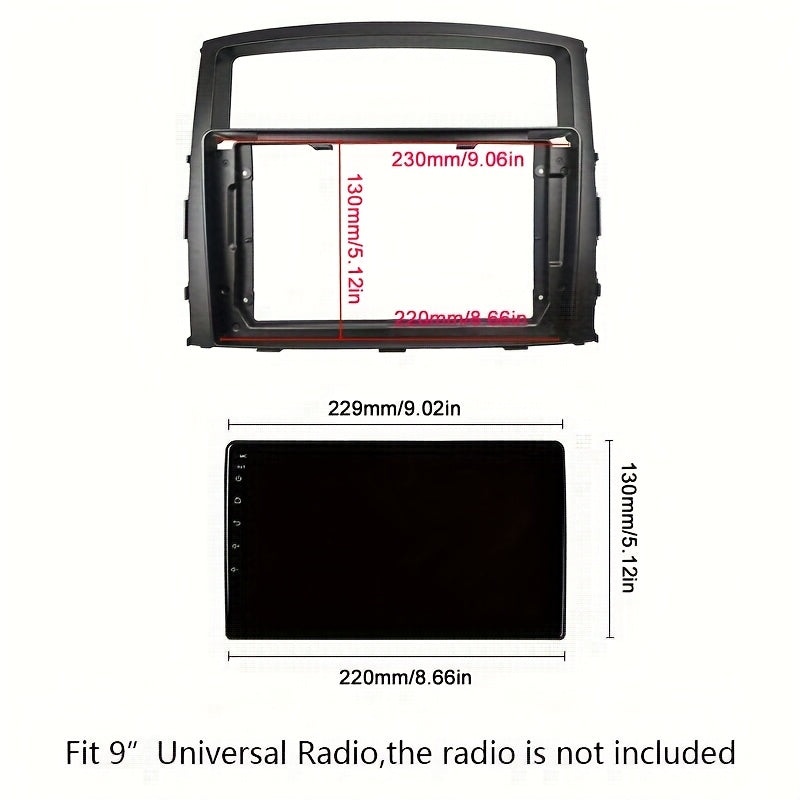 9 inch Car Radio Frame Fascia For Mitsubishi Pajero 4 / Shogun / Montero 2007+  auto Dash Trim Kits Panel car Radio Multimedia Dash Kit frame