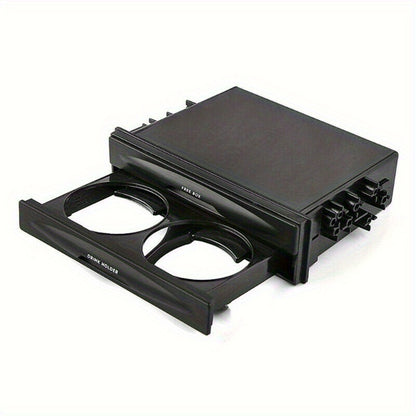 Black Plastic Car Storage Box Universal Car Radio Pocket and Drink Holder Organizer Box, Black Plastic, Dual Din Storage for Vehicles - Compatible with Various Models